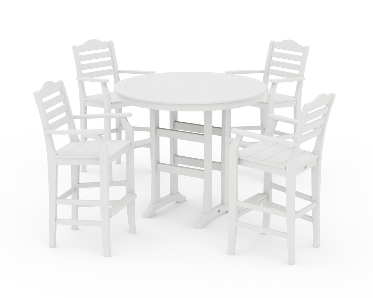 POLYWOOD Savannah 5-Piece Round Bar Set in Vintage White