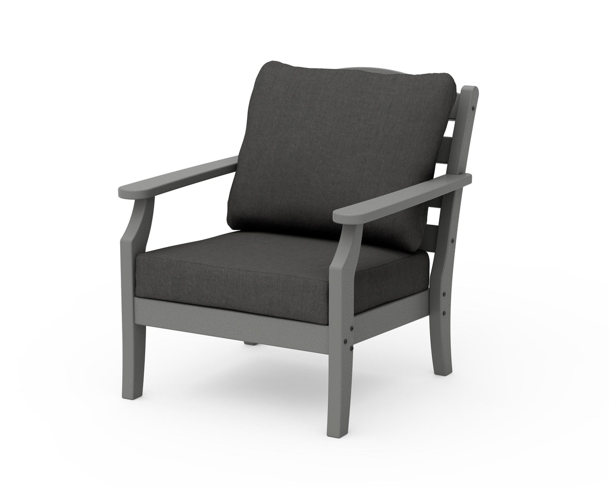POLYWOOD Savannah Deep Seating Chair in Slate Grey / Spectrum Carbon