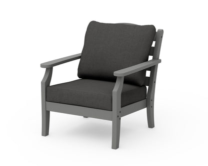 POLYWOOD Savannah Deep Seating Chair in Slate Grey / Spectrum Carbon
