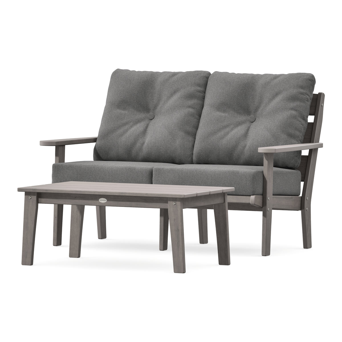 POLYWOOD Lakeside 2-Piece Lounge Loveseat Set in Driftwood