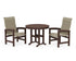 POLYWOOD Coastal Woven High-Back 3-Piece Farmhouse Dining Set in Mahogany / Dune Grass