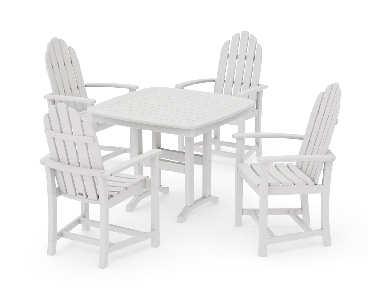 POLYWOOD Classic Adirondack 5-Piece Dining Set in Vintage White