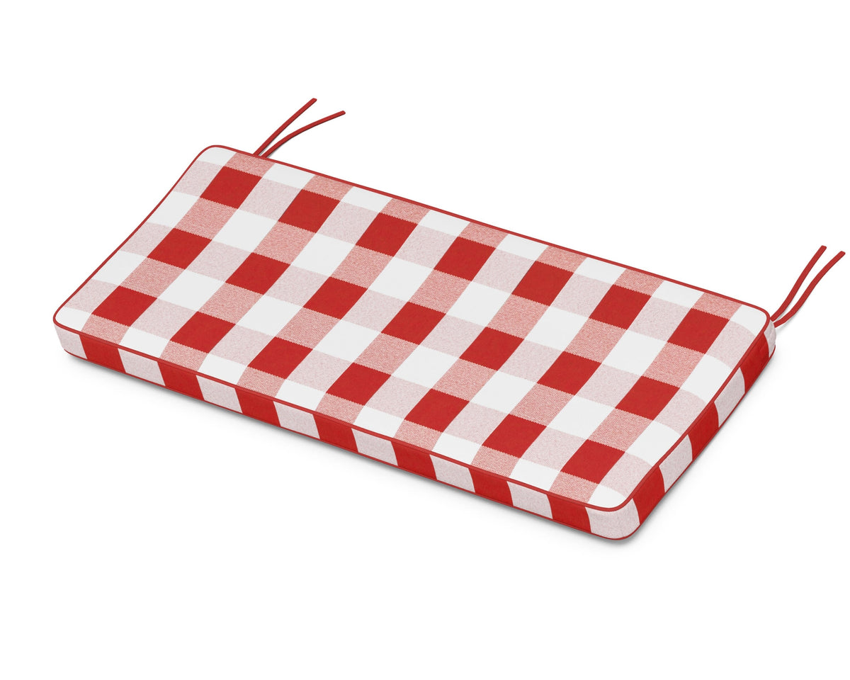 POLYWOOD Chinoiserie 48" Bench Seat Cushion in Buffalo Plaid Crimson