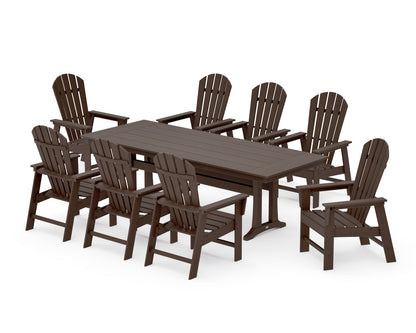 POLYWOOD South Beach 9-Piece Farmhouse Dining Set with Trestle Legs in Kona