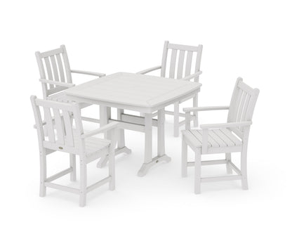 POLYWOOD Traditional Garden 5-Piece Dining Set with Trestle Legs - 37" Table in Vintage White
