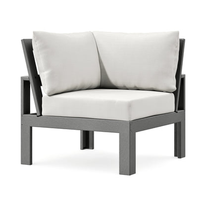 POLYWOOD Modular Corner Chair in Slate Grey / Natural Linen