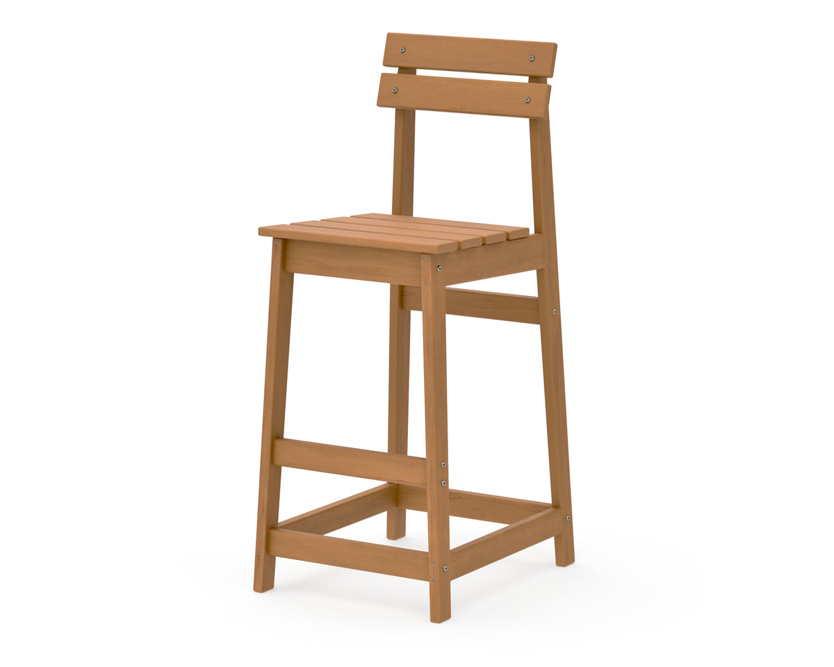 POLYWOOD Modern Studio Plaza Bar Chair in Natural