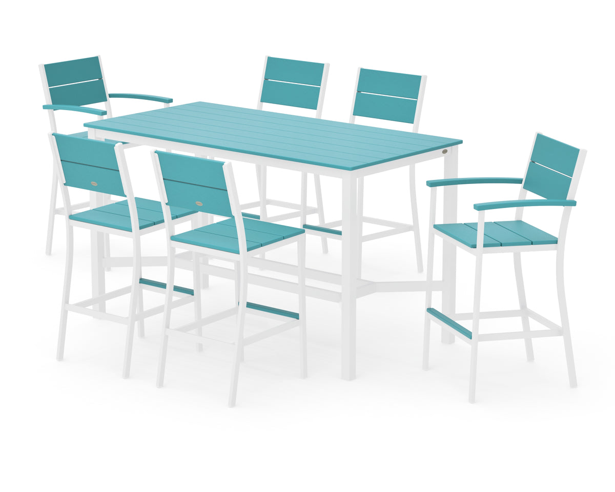 POLYWOOD Main Street 7-Piece Bar Set in White / Aruba