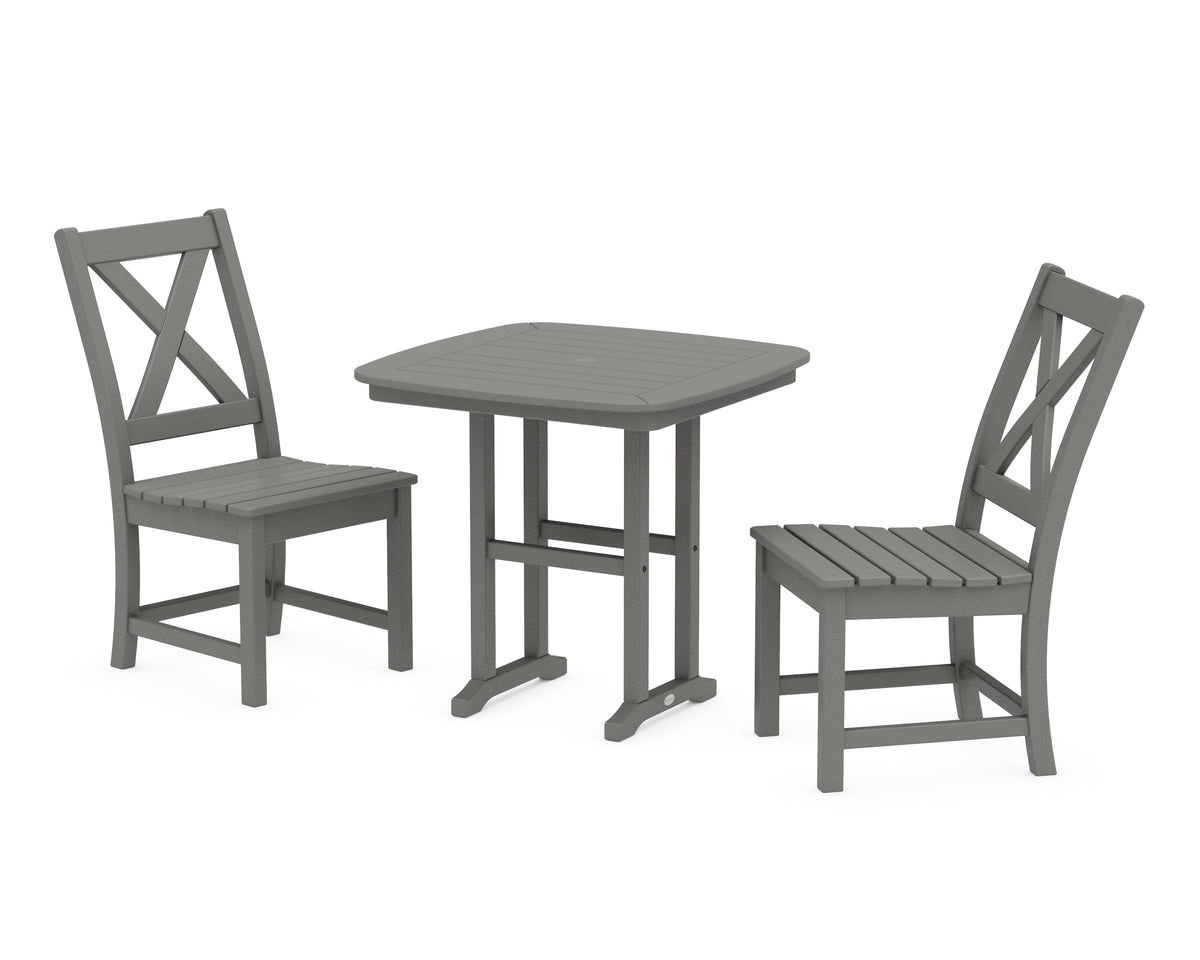 POLYWOOD Braxton Side Chair 3-Piece Dining Set in Slate Grey