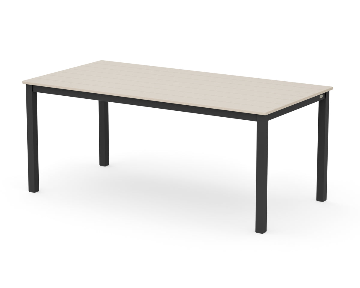 POLYWOOD Main Street 36" x 72" Dining Table in Black / Sand