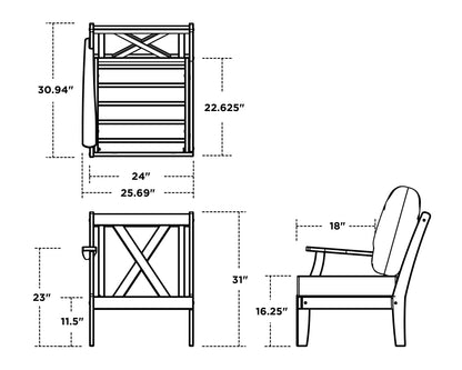 POLYWOOD Braxton Modular Left Arm Chair dimensions