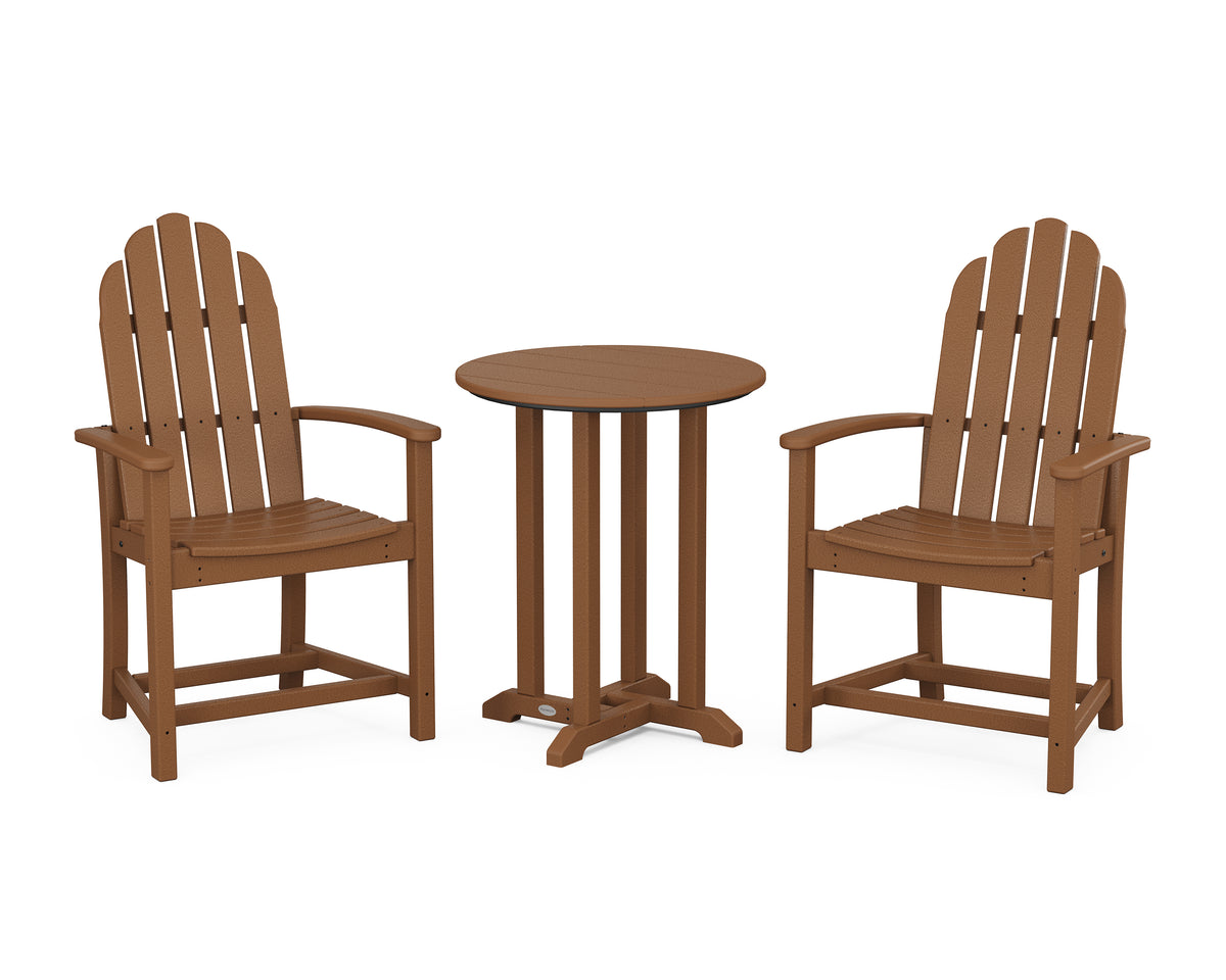 POLYWOOD Classic Adirondack 3-Piece Round Bistro Dining Set in Teak