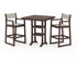 POLYWOOD EDGE Sling Arm Chair 3-Piece Farmhouse Bar Set with Trestle Legs in Mahogany / Birch