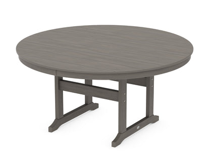 POLYWOOD 60" Round Farmhouse Dining Table in Driftwood