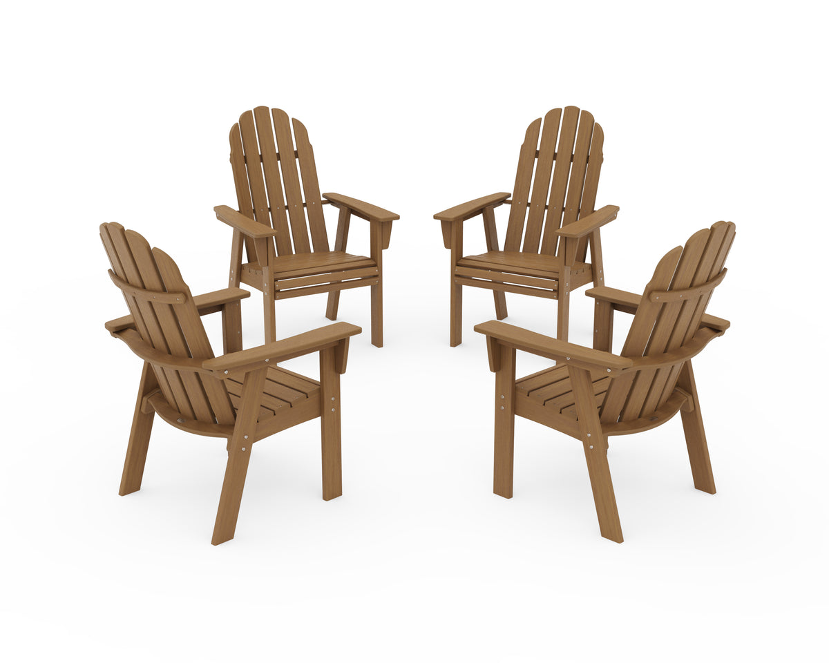 POLYWOOD Vineyard 4-Piece Curveback Upright Adirondack Conversation Set in Natural