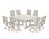 POLYWOOD Coastal Folding Side Chair 9-Piece Dining Set with Trestle Legs in Sand / Birch