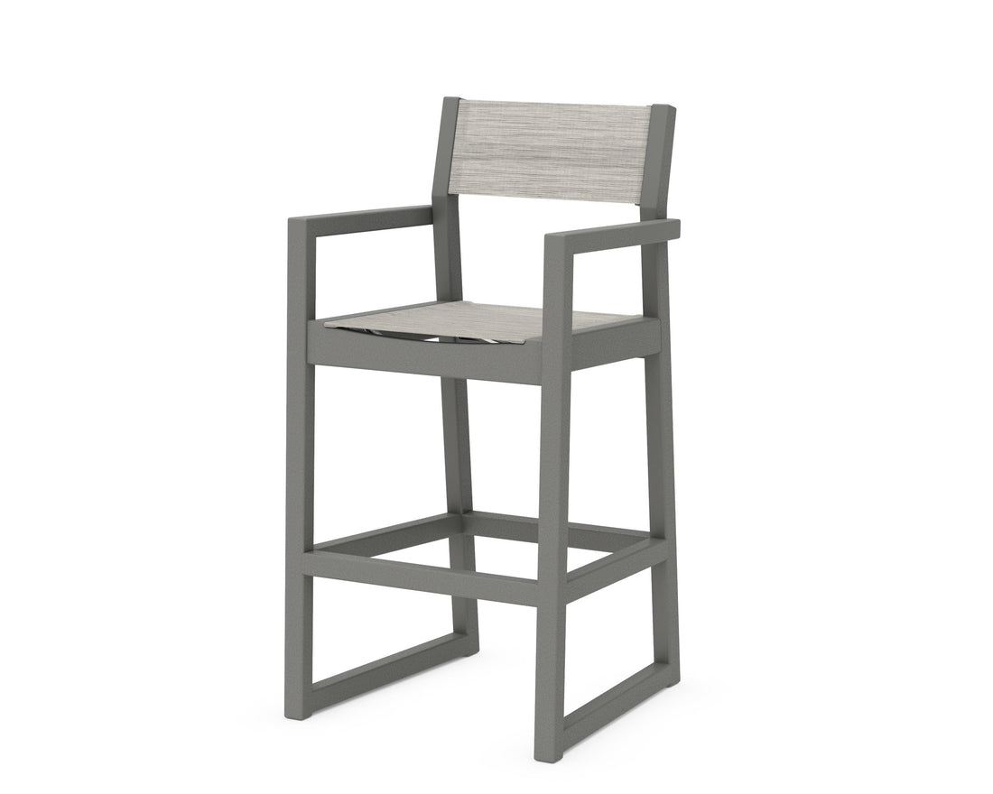 POLYWOOD EDGE Sling Bar Arm Chair in Slate Grey / Birch