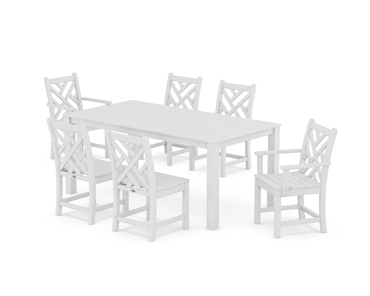 POLYWOOD Chippendale 7-Piece Parsons Dining Set in White