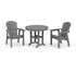 POLYWOOD Seashell 3-Piece Round Farmhouse Dining Set in Slate Grey