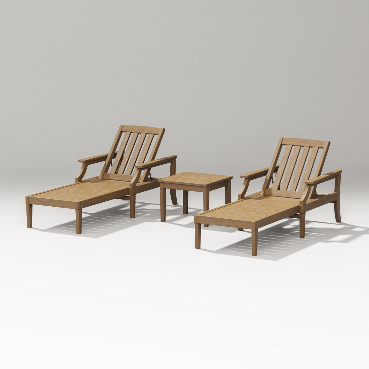 POLYWOOD Estate 3-Piece Chaise Lounge Set in Natural