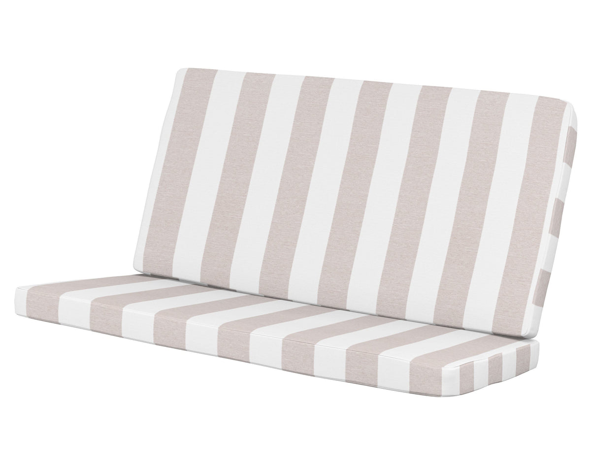 POLYWOOD Modern Loveseat Cushion in Cabana Stripe Dune Burlap