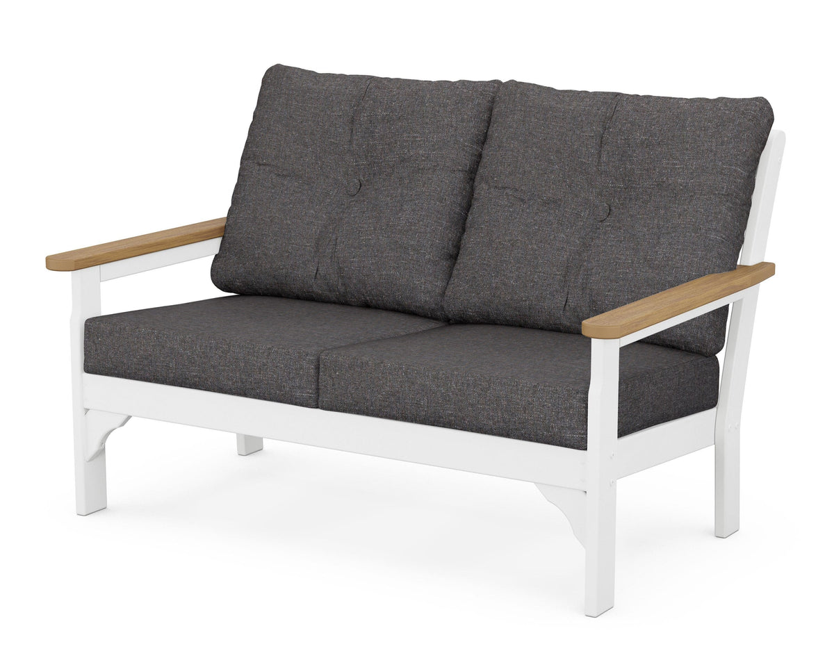 POLYWOOD Vineyard Deep Seating Loveseat in White / Natural / Ash Charcoal