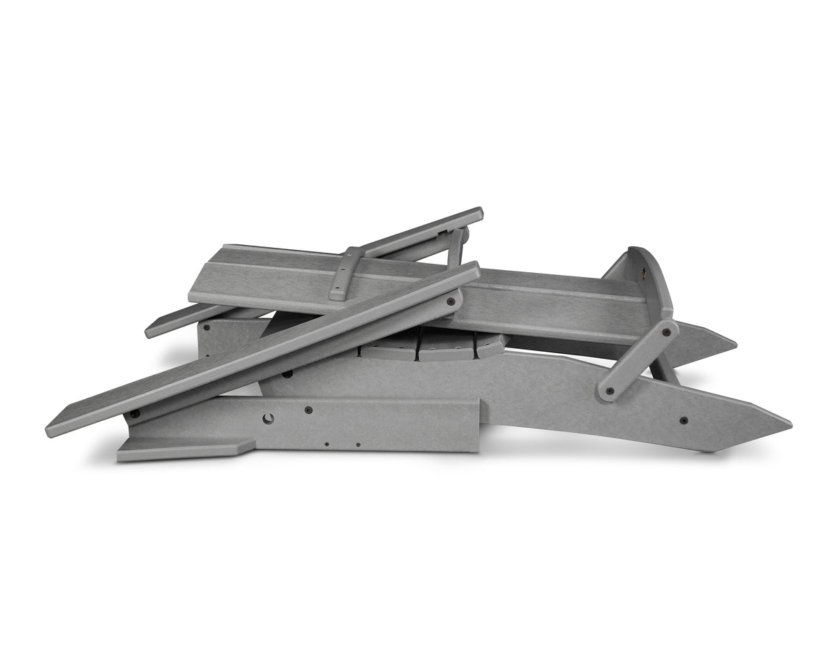 Angled view of the POLYWOOD Modern Folding Adirondack in Slate Grey