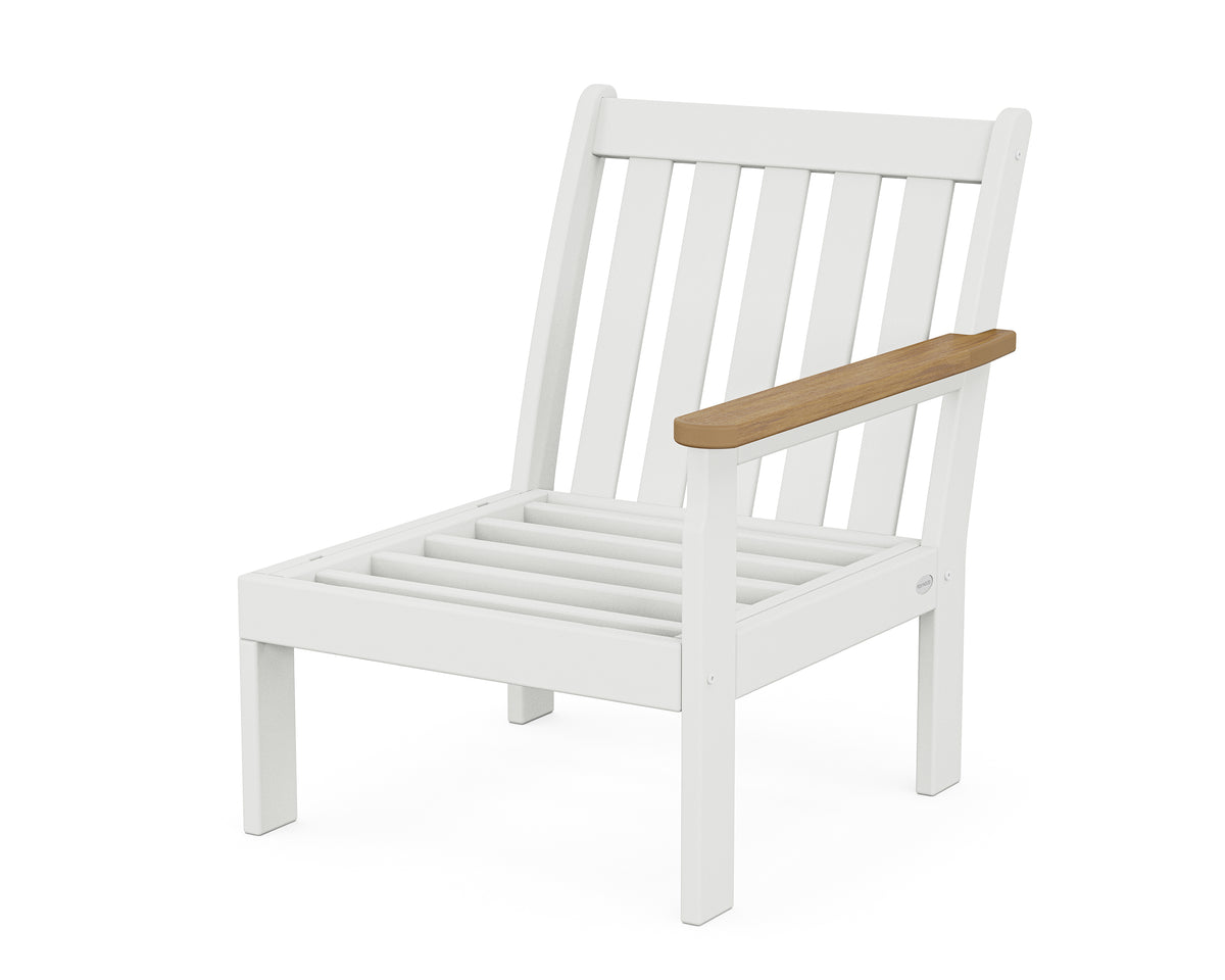 POLYWOOD Vineyard Modular Right Arm Chair Frame in White / Natural