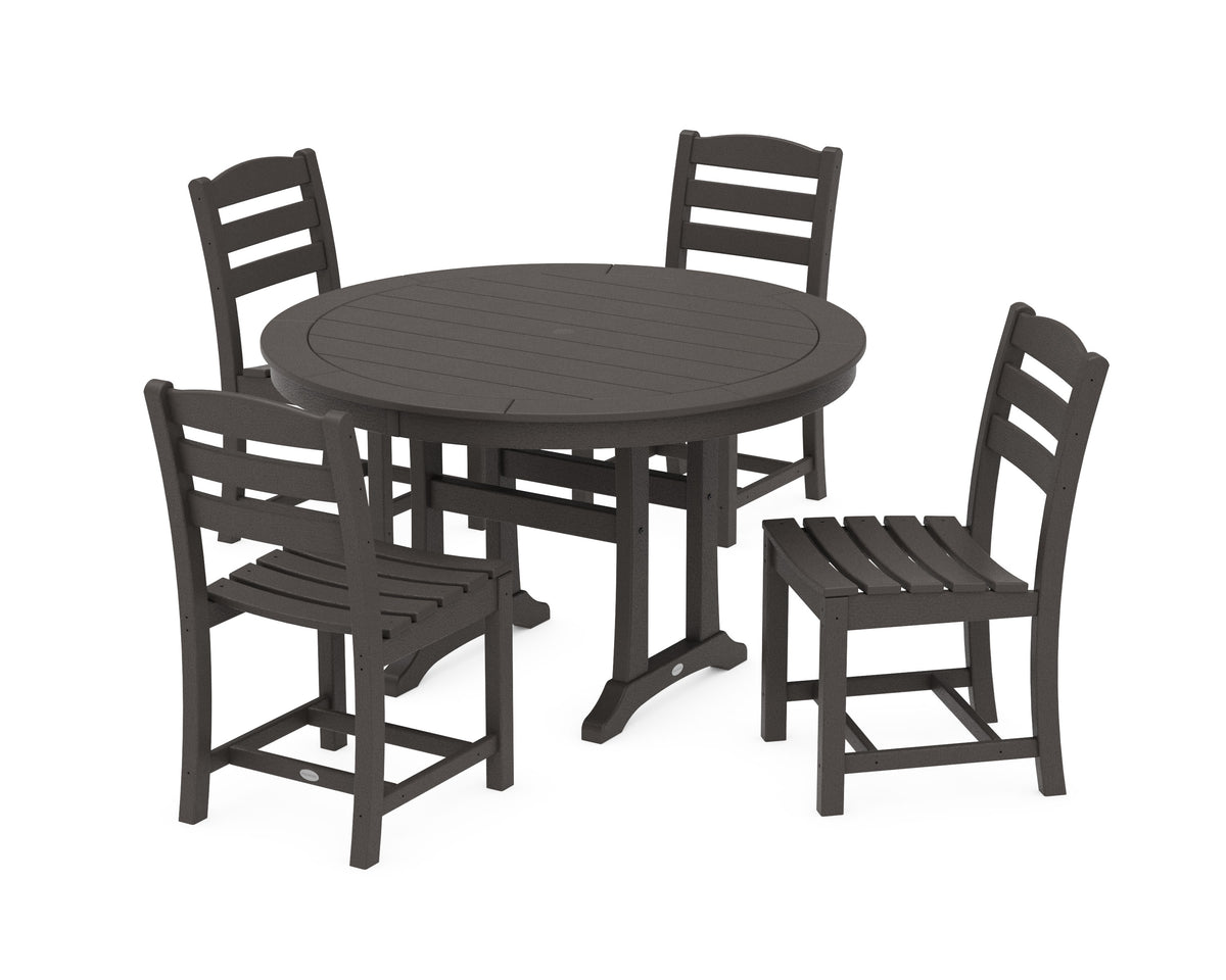 POLYWOOD La Casa Café 5-Piece Side Chair Dining Set - 48" Table in Vintage Coffee