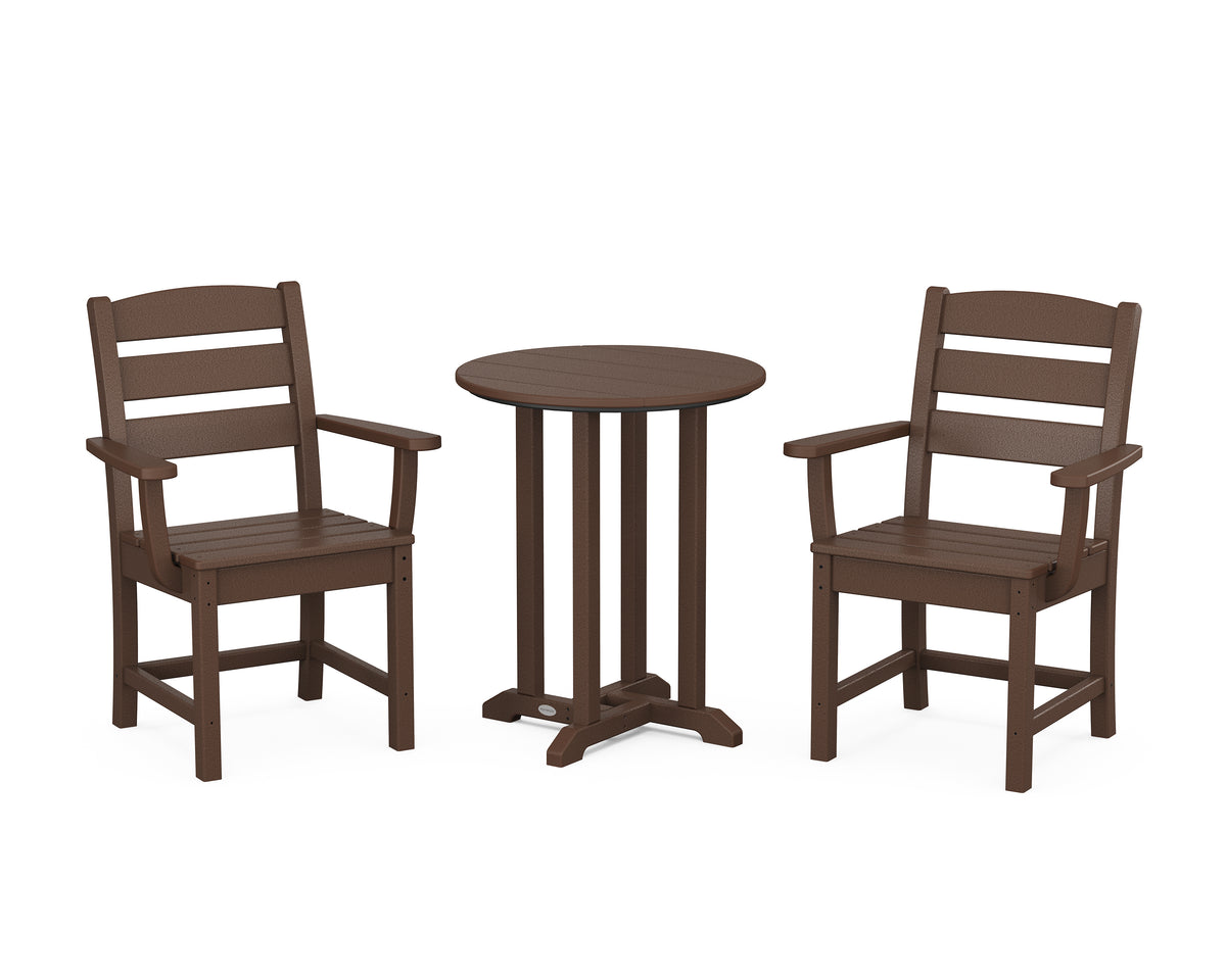 POLYWOOD Lakeside 3-Piece Round Bistro Dining Set in Mahogany