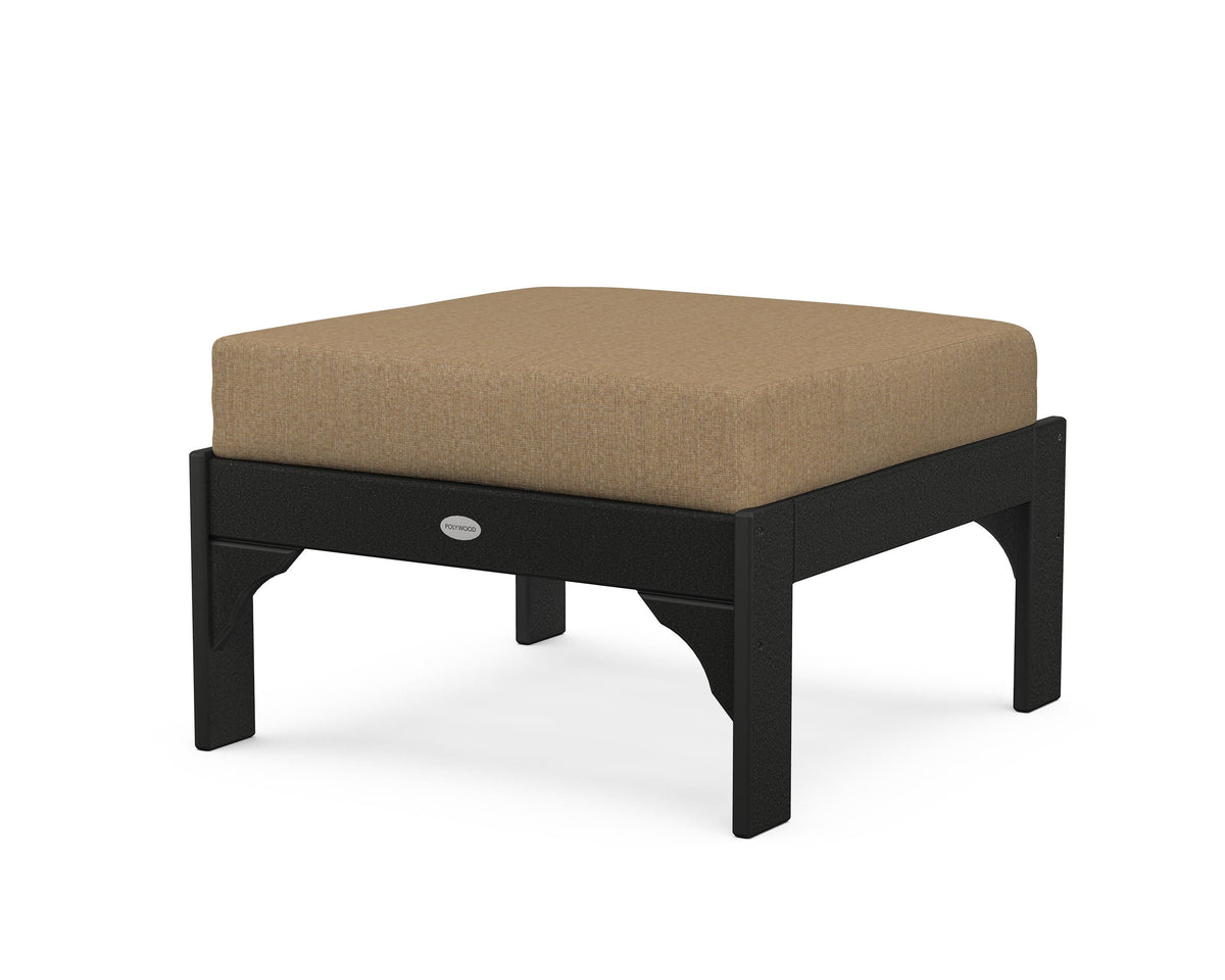 POLYWOOD Vineyard Deep Seating Ottoman in Black / Sesame