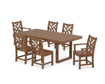 POLYWOOD Chippendale 7-Piece Dining Set - 39" x 78" Table in Teak