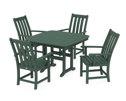 POLYWOOD Vineyard 5-Piece Dining Set with Trestle Legs - 44" Table in Green