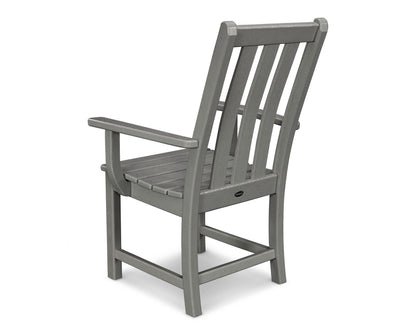 Angled view of the POLYWOOD Vineyard Dining Arm Chair in Slate Grey