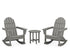 POLYWOOD Vineyard 3-Piece Adirondack Rocking Chair Set with 18" Round Table in Slate Grey