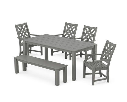 POLYWOOD Wovendale 6-Piece Parsons Dining Set with Bench in Slate Grey