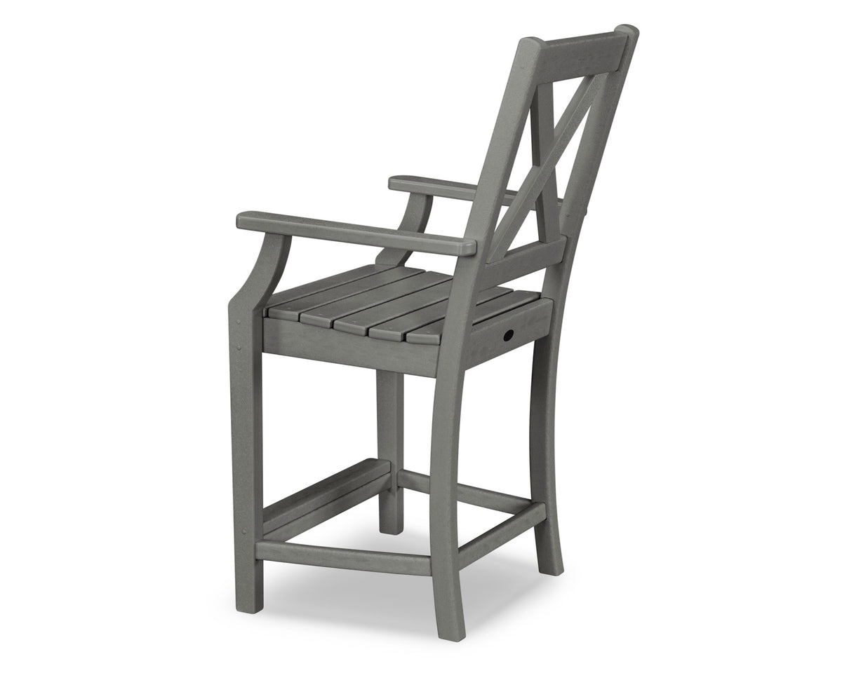 POLYWOOD Braxton Counter Arm Chair angle view