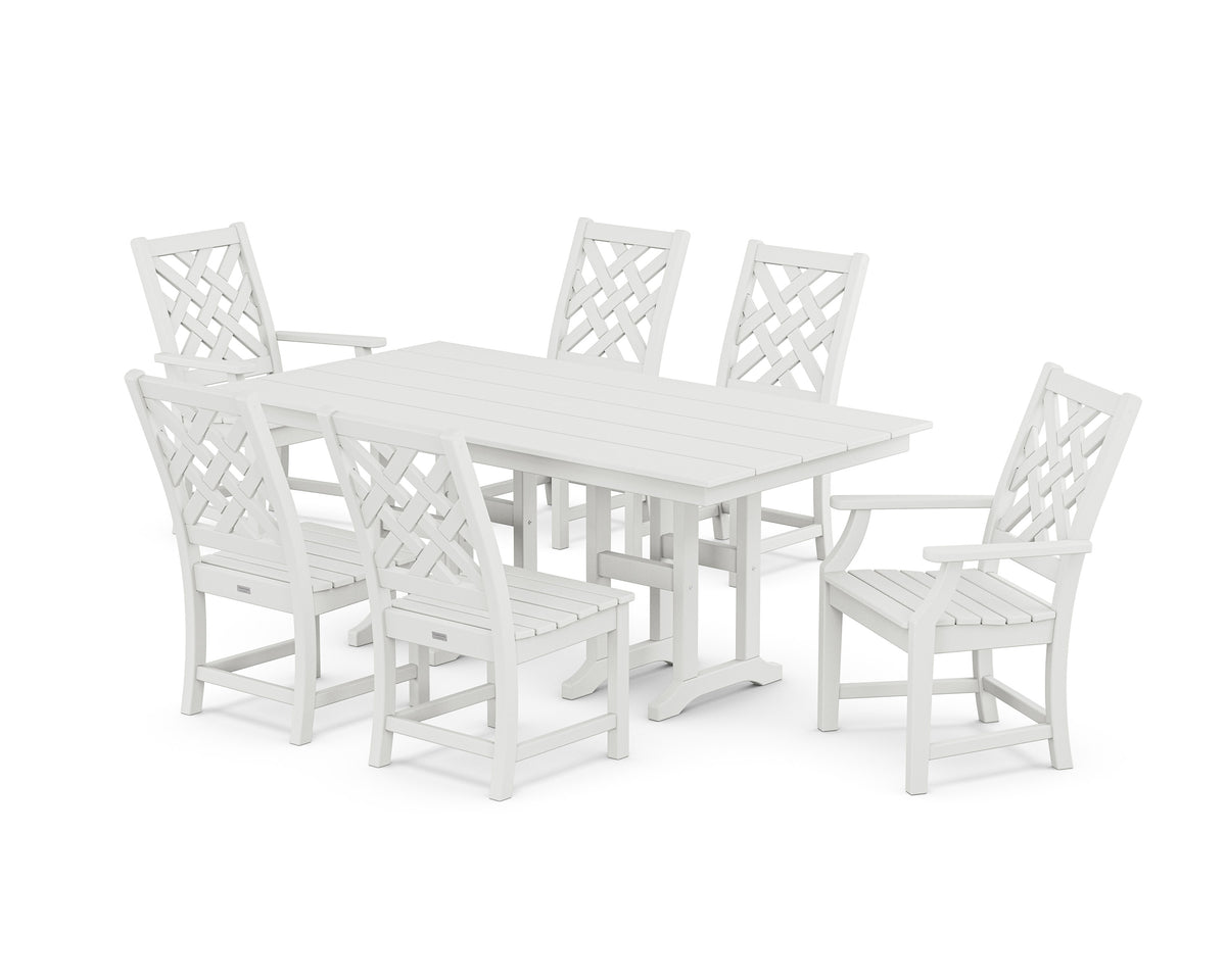 POLYWOOD Wovendale 7-Piece Farmhouse Dining Set in White