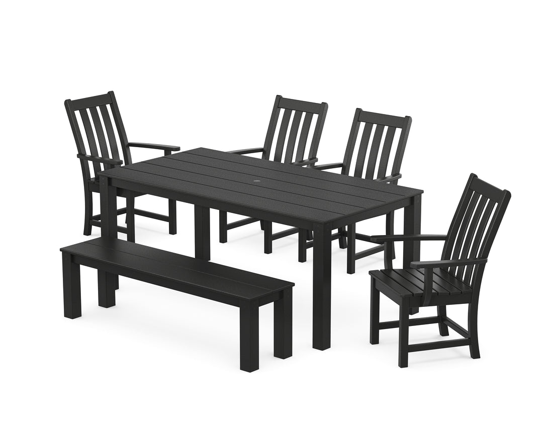 POLYWOOD Vineyard 6-Piece Parsons Dining Set with Bench in Black