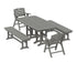 POLYWOOD Nautical Lowback 5-Piece Dining Set with Benches in Slate Grey