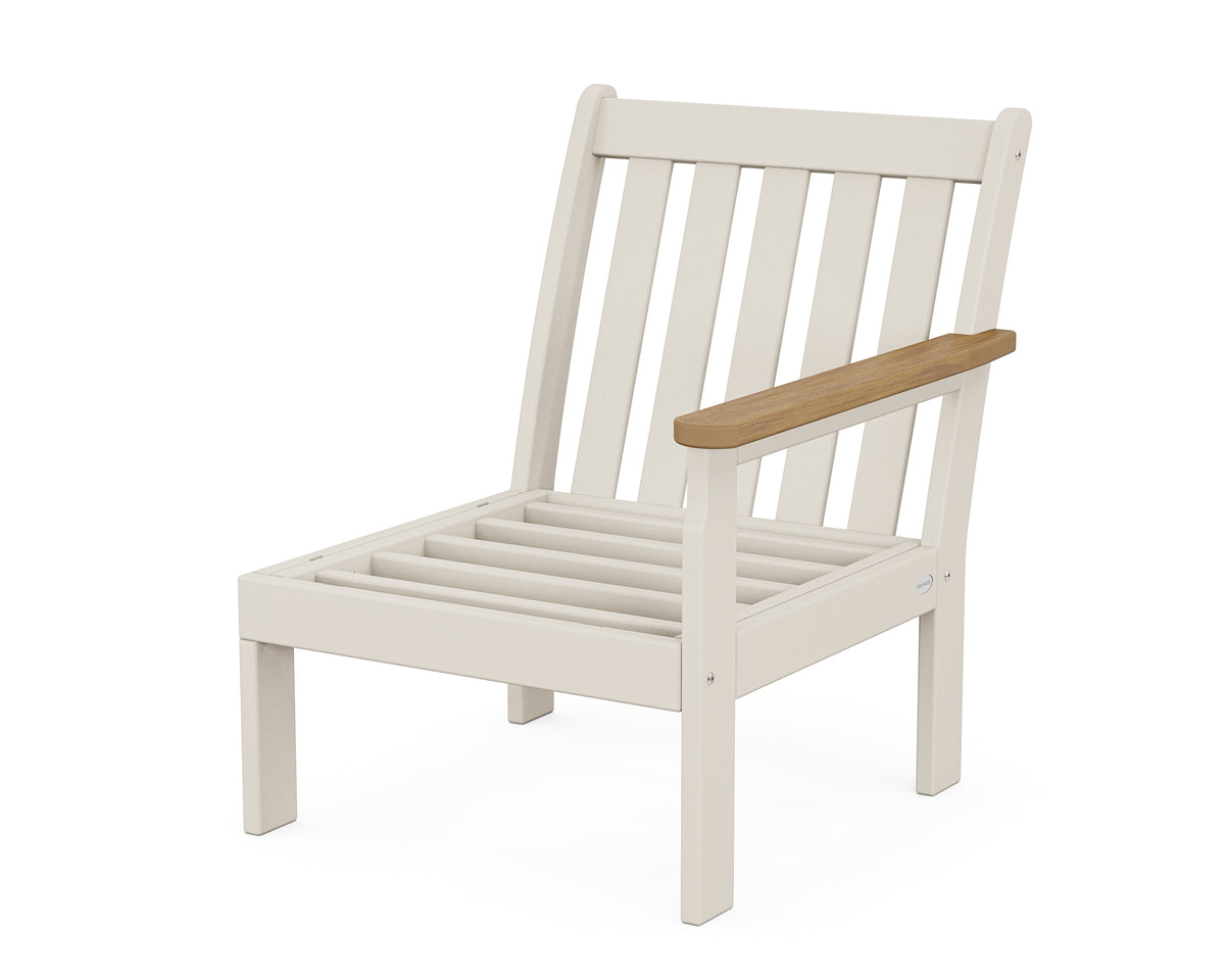 POLYWOOD Vineyard Modular Right Arm Chair Frame in Sand / Natural