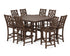 POLYWOOD Country Living Wovendale 9-Piece Square Farmhouse Bar Set with Trestle Legs in Mahogany