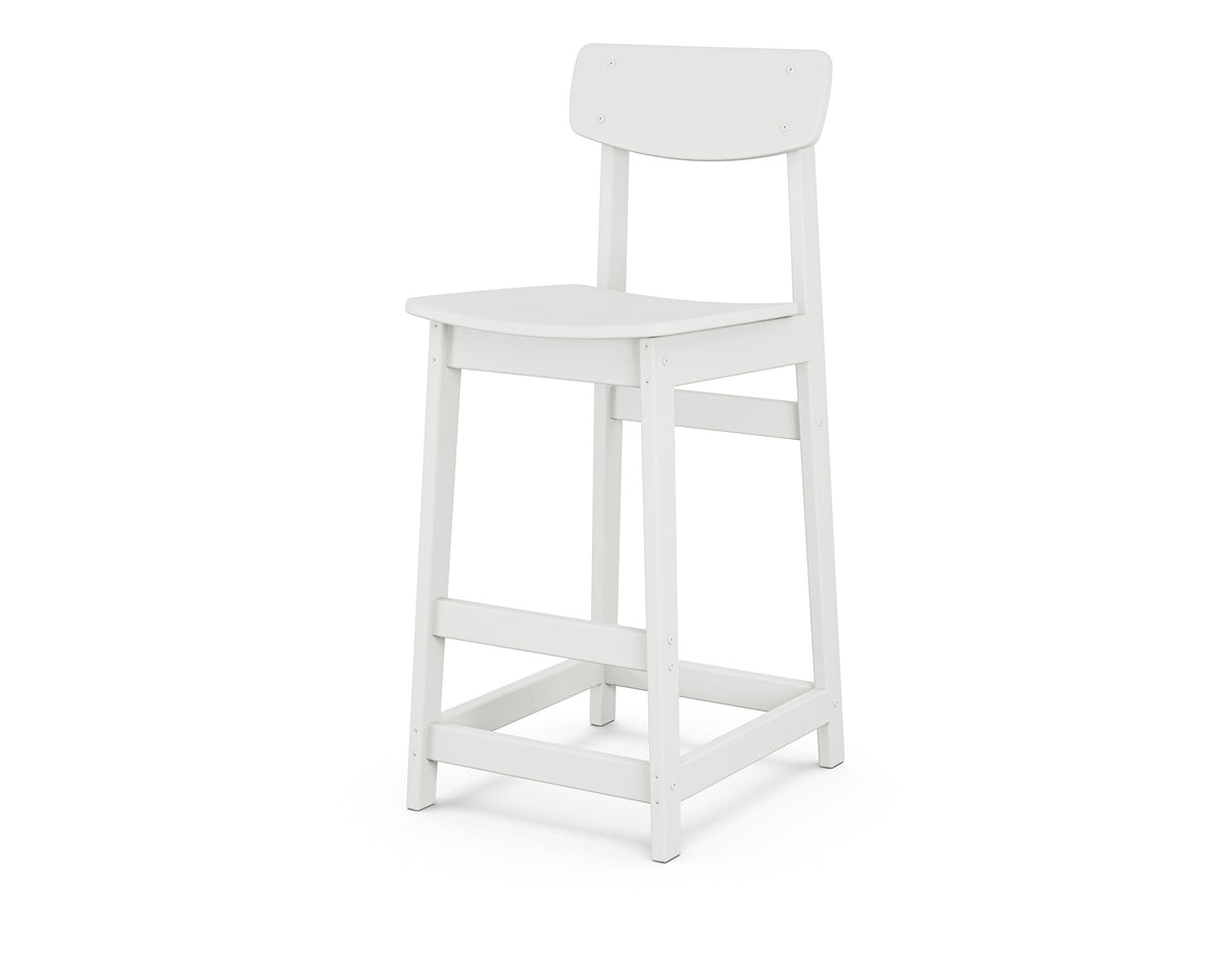 POLYWOOD Modern Studio Urban Bar Chair in White
