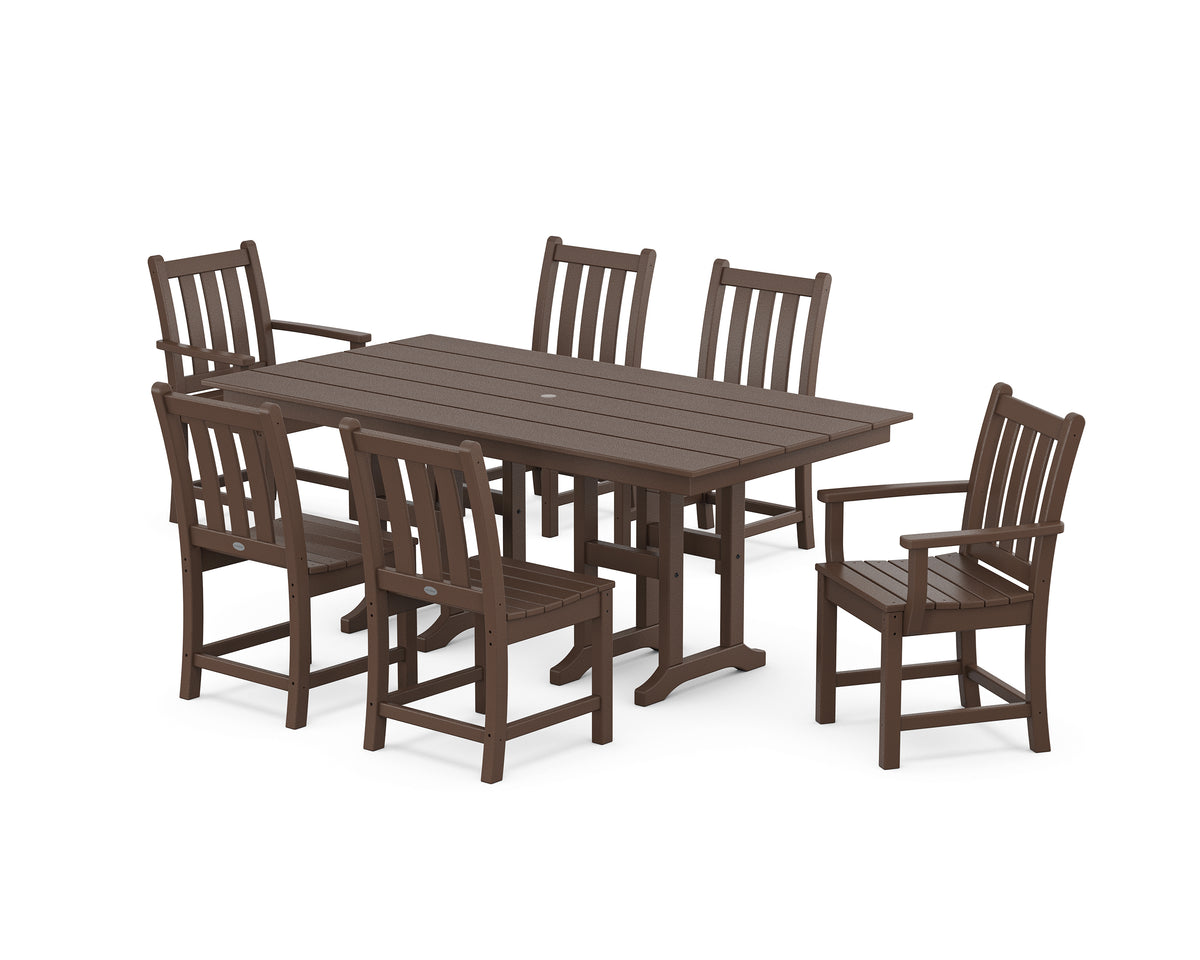 POLYWOOD Traditional Garden 7-Piece Farmhouse Dining Set in Mahogany