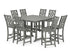 POLYWOOD Country Living Wovendale Side Chair 9-Piece Square Bar Set with Trestle Legs in Slate Grey