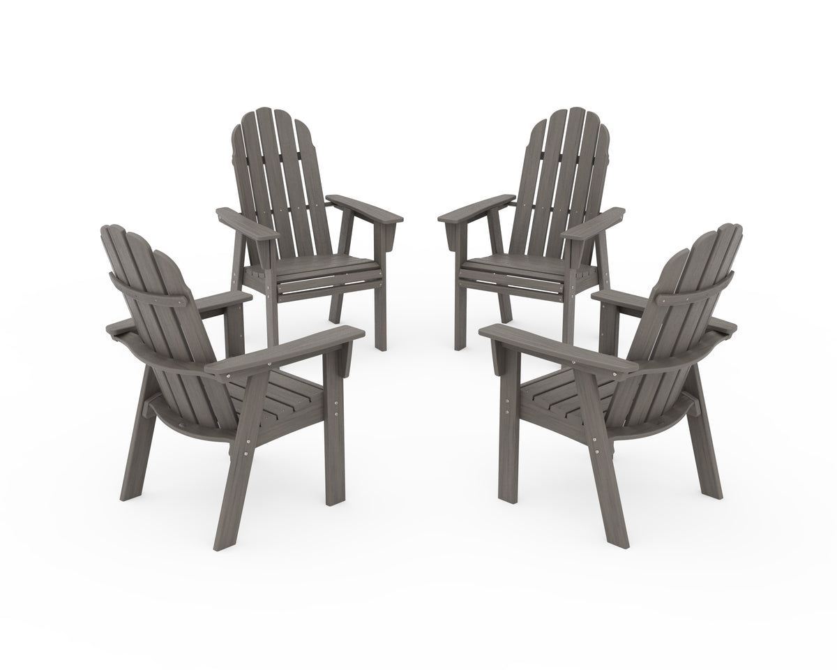POLYWOOD Vineyard 4-Piece Curveback Upright Adirondack Conversation Set in Driftwood
