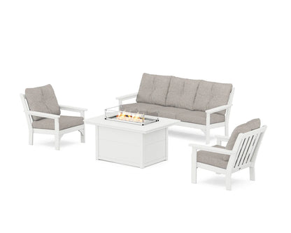 POLYWOOD Vineyard Deep Seating Fire Pit Table Set