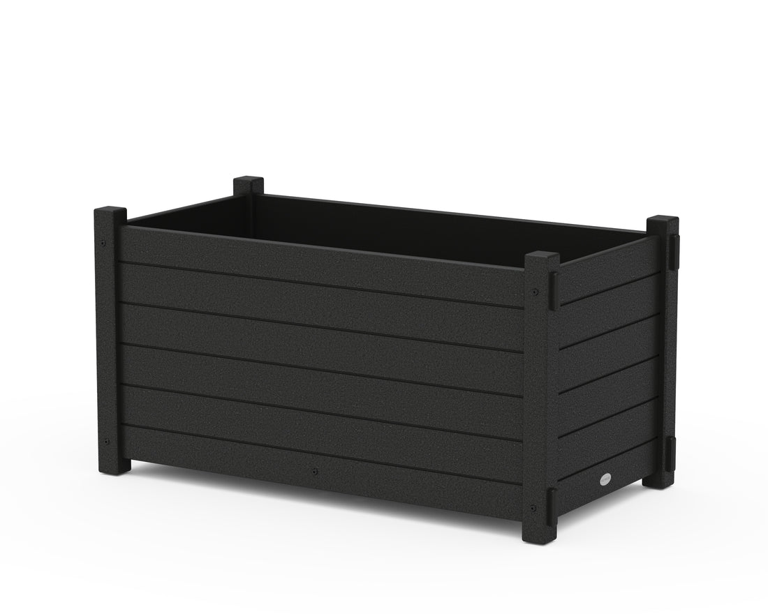 POLYWOOD Nautical Large Rectangle Double Planter Box in Black