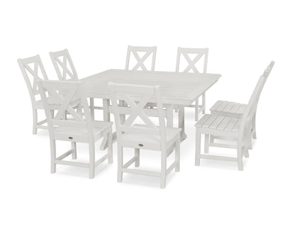 POLYWOOD Braxton 9-Piece Nautical Trestle Dining Set in Vintage White
