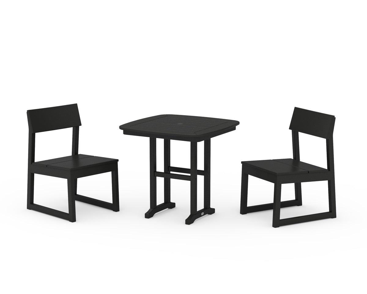 POLYWOOD EDGE Side Chair 3-Piece Dining Set in Black
